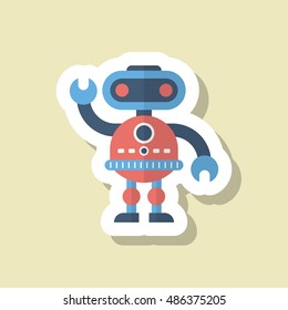 Robot icon , Vector flat long shadow design. Robot and Science concept.