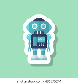 Robot icon , Vector flat long shadow design. Robot and Science concept.