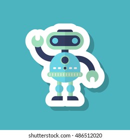 Robot icon , Vector flat long shadow design. Robot and Science concept.