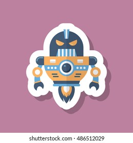 Robot icon , Vector flat long shadow design. Robot and Science concept.