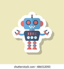 Robot icon , Vector flat long shadow design. Robot and Science concept.