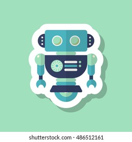 Robot icon , Vector flat long shadow design. Robot and Science concept.