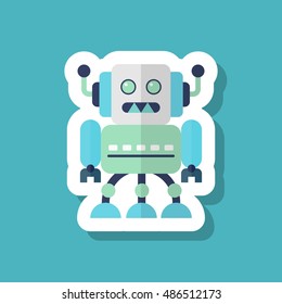 Robot icon , Vector flat long shadow design. Robot and Science concept.