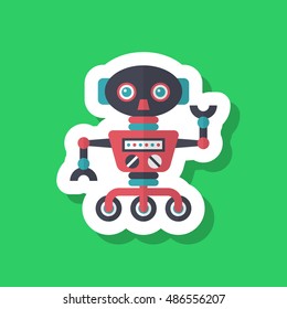 Robot icon , Vector flat long shadow design. Robot and Science concept.
