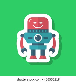 Robot icon , Vector flat long shadow design. Robot and Science concept.