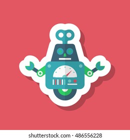 Robot icon , Vector flat long shadow design. Robot and Science concept.