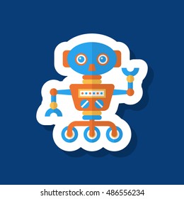 Robot icon , Vector flat long shadow design. Robot and Science concept.