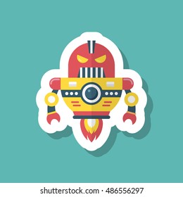 Robot icon , Vector flat long shadow design. Robot and Science concept.