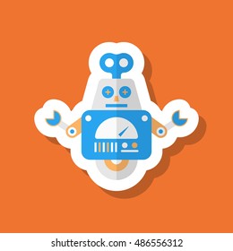 Robot icon , Vector flat long shadow design. Robot and Science concept.