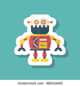 Robot icon , Vector flat long shadow design. Robot and Science concept.