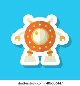 Robot icon , Vector flat long shadow design. Robot and Science concept.