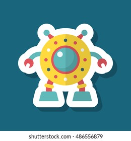 Robot icon , Vector flat long shadow design. Robot and Science concept.
