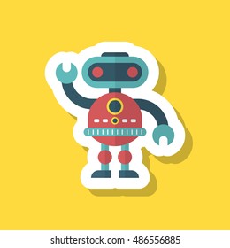 Robot icon , Vector flat long shadow design. Robot and Science concept.