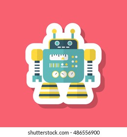 Robot icon , Vector flat long shadow design. Robot and Science concept.