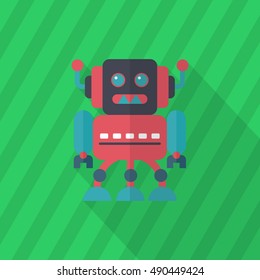 Robot icon , Vector flat long shadow design. Robot and Science concept.