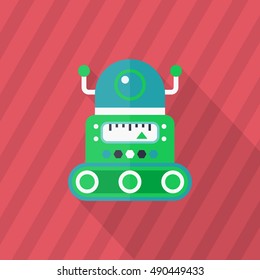 Robot icon , Vector flat long shadow design. Robot and Science concept.