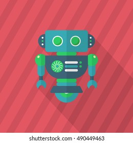 Robot icon , Vector flat long shadow design. Robot and Science concept.