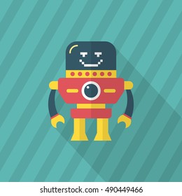 Robot icon , Vector flat long shadow design. Robot and Science concept.