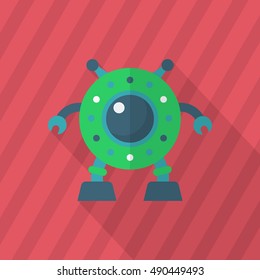 Robot icon , Vector flat long shadow design. Robot and Science concept.