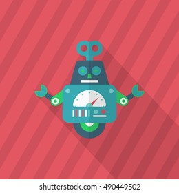 Robot icon , Vector flat long shadow design. Robot and Science concept.