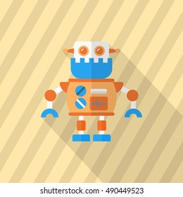 Robot icon , Vector flat long shadow design. Robot and Science concept.