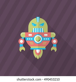 Robot icon , Vector flat long shadow design. Robot and Science concept.