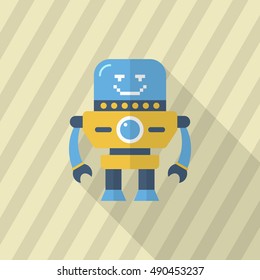 Robot icon , Vector flat long shadow design. Robot and Science concept.