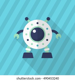 Robot icon , Vector flat long shadow design. Robot and Science concept.