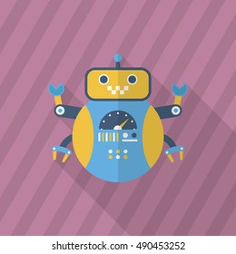 Robot icon , Vector flat long shadow design. Robot and Science concept.