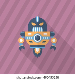 Robot icon , Vector flat long shadow design. Robot and Science concept.