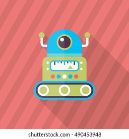 Robot icon , Vector flat long shadow design. Robot and Science concept.