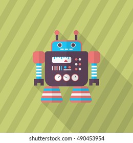 Robot icon , Vector flat long shadow design. Robot and Science concept.