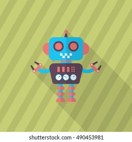 Robot icon , Vector flat long shadow design. Robot and Science concept.