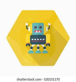 Robot icon , Vector flat long shadow design. Robot and Science concept.