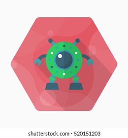 Robot icon , Vector flat long shadow design. Robot and Science concept.