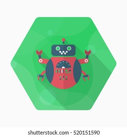 Robot icon , Vector flat long shadow design. Robot and Science concept.