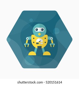 Robot icon , Vector flat long shadow design. Robot and Science concept.