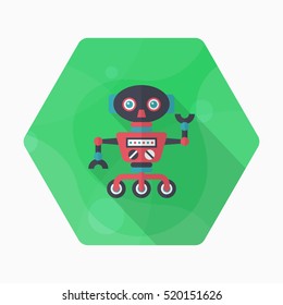 Robot icon , Vector flat long shadow design. Robot and Science concept.
