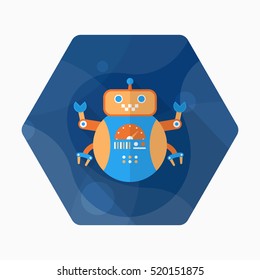 Robot icon , Vector flat long shadow design. Robot and Science concept.