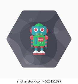 Robot icon , Vector flat long shadow design. Robot and Science concept.
