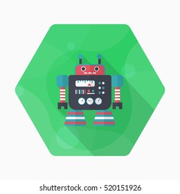 Robot icon , Vector flat long shadow design. Robot and Science concept.
