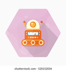 Robot icon , Vector flat long shadow design. Robot and Science concept.