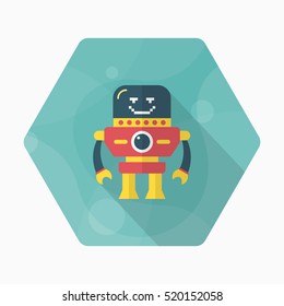 Robot icon , Vector flat long shadow design. Robot and Science concept.