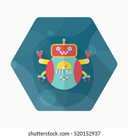 Robot icon , Vector flat long shadow design. Robot and Science concept.