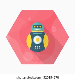Robot icon , Vector flat long shadow design. Robot and Science concept.
