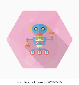 Robot icon , Vector flat long shadow design. Robot and Science concept.