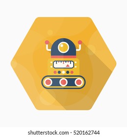 Robot icon , Vector flat long shadow design. Robot and Science concept.