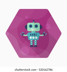 Robot icon , Vector flat long shadow design. Robot and Science concept.