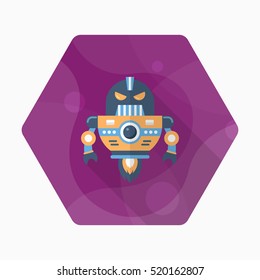 Robot icon , Vector flat long shadow design. Robot and Science concept.