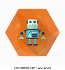 Robot icon , Vector flat long shadow design. Robot and Science concept.